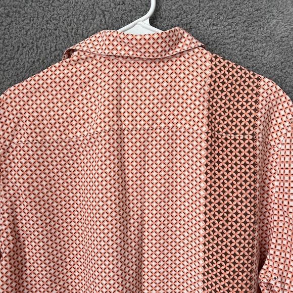 Nat Nast Shirt Men Medium Orange Geometric American Fit Silk Short Sleeve Preppy - Picture 8 of 11